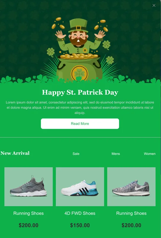 New arrivals email template