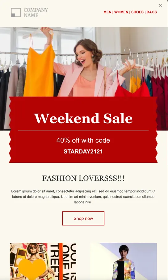 Weekend Sale email template